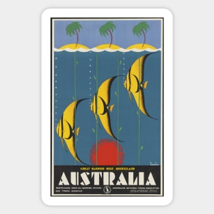 Barrier Reef Australia Vintage Travel Poster Sticker